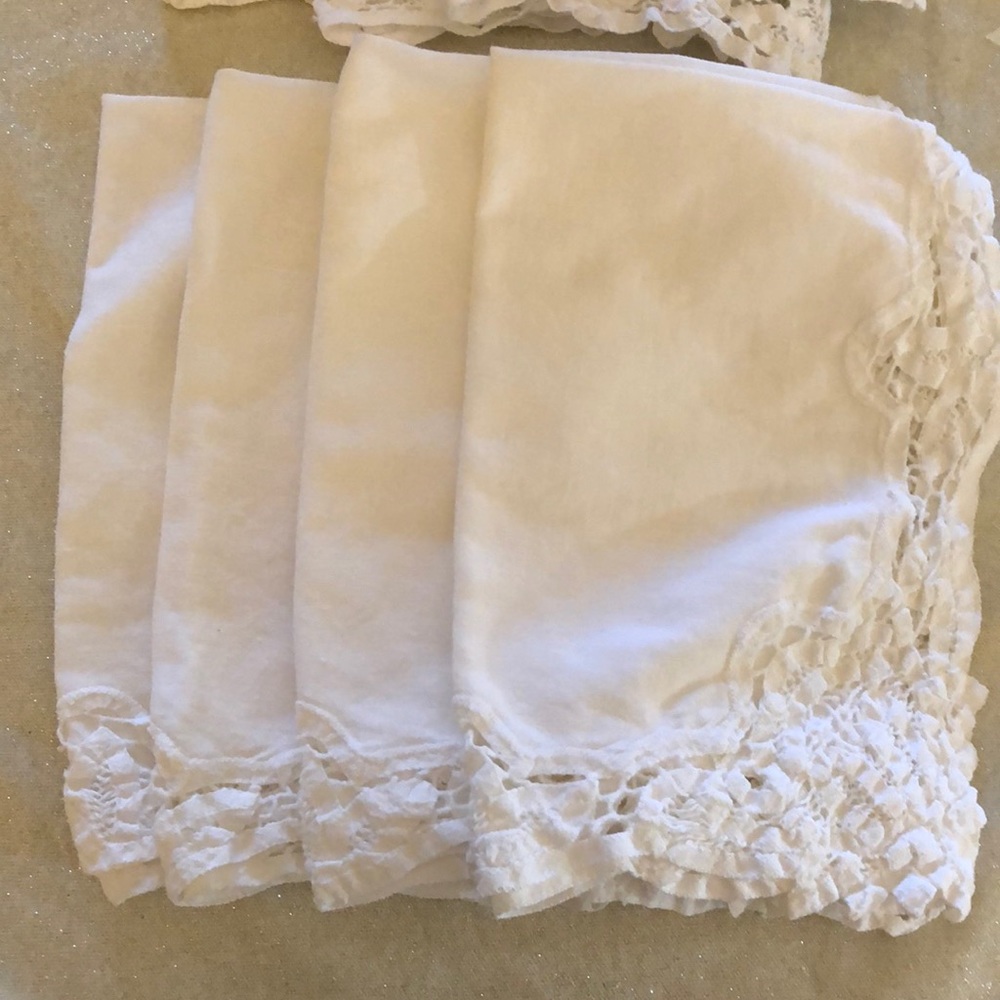 Battenburg lace cloth napkins